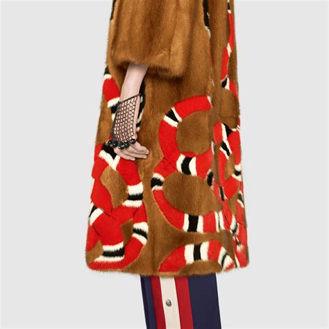 gucci fur coat white snake|gucci coats for women.